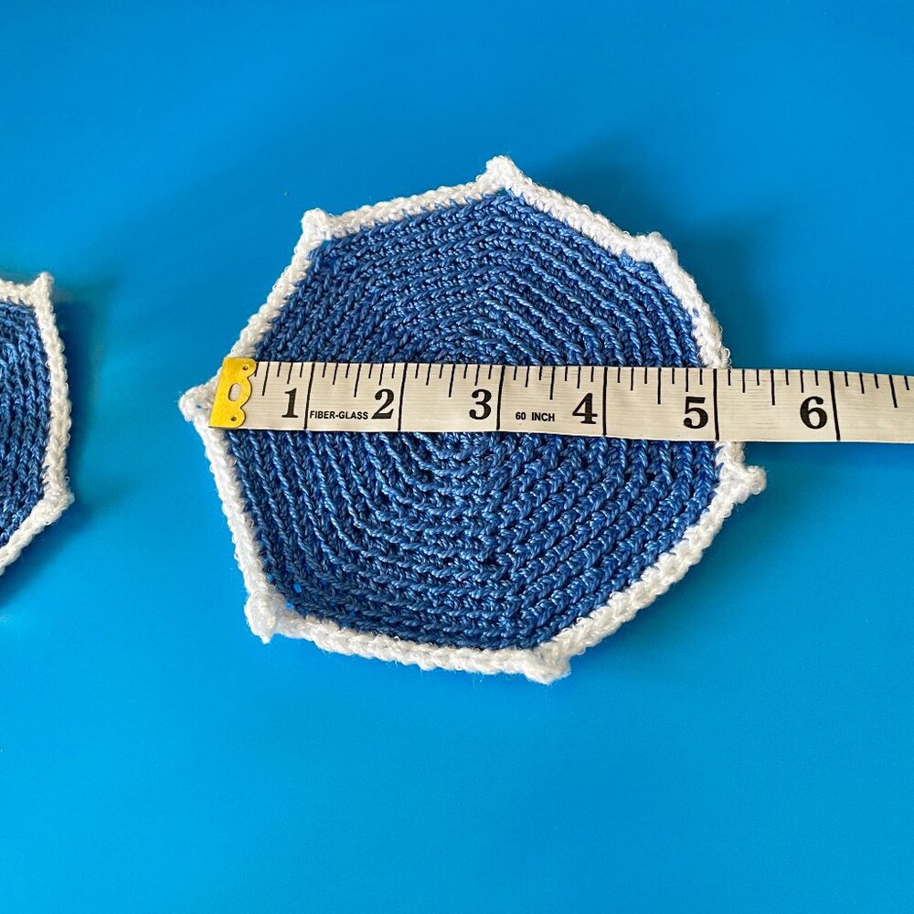 6 Crochet Coasters, Handmade Drink Coasters, Lightweight Drink Place Mats - Picture 3 of 5